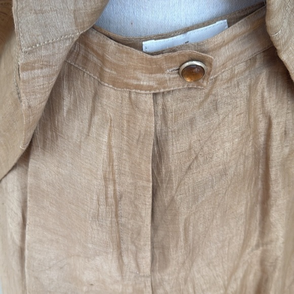 Un Jour Ailleurs Linen Blend Pant Suit Jacket Blazer Gold Metallic US 12 - Picture 5 of 12